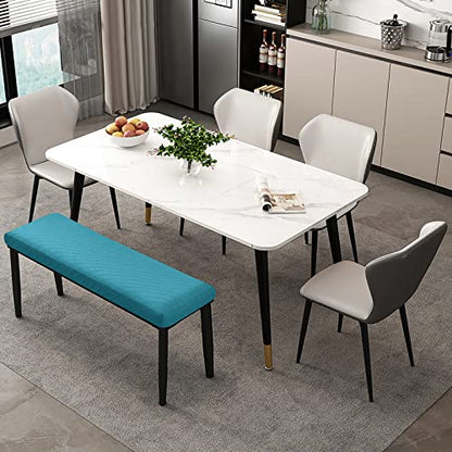 Lebaley Stretch Jacquard Ottoman & Bench Cover Removable Washable Slipcover for 42-54 inch Rectangular Benches, Bar Stools, and Dining Room Chairs (Fits 14-18" Wide),Peacock Blue - color: Peacock Blue, size: Regular - Standard