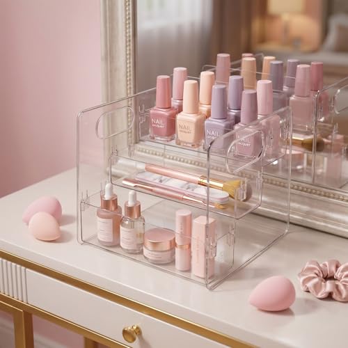 Plastic Vitamin Storage Organizer, 3-Tier Bottle Organizer for Vitamin Bottles and Medicine Bottle, Pill Bottle Organizer for Countertop, Bathroom Cabinet and Makeup Storage Items