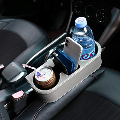 Car Seat Organizer Cup Drink Holders Multi Functional Gap Filler Storage Box Insert Organization Helps Reduce Distracted Driving&Holds Phone Mount Mug Bottle Cellphone (PUBD-Gray) - color: PUBD-Gray