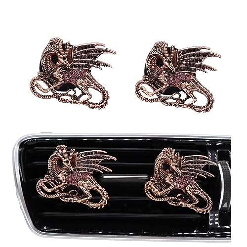 ORIESSE Dragon Car Vent Clips Car Air Freshener 2pcs Dragon Car Accessories for Women Copper Anime Car Interior Decor Refillable Car Diffuser for Essential Oil - color: Purple Bronze