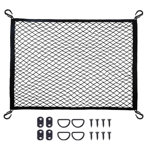 Cargo Net for SUV with Hooks, Adjustable Highly Elastic Storage Organizer Net for Car, Pickup Trucks,Mesh Organizer 2.6'x3.3' Stretches to 5'x6',Road Trip Essentials Black - size: 31.5x39.3in