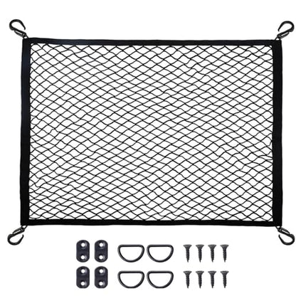 Cargo Net for SUV with Hooks, Adjustable Highly Elastic Storage Organizer Net for Car, Pickup Trucks,Mesh Organizer 2.6'x3.3' Stretches to 5'x6',Road Trip Essentials Black - size: 31.5x39.3in