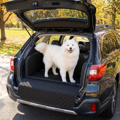 Pecute SUV Cargo Liner for Dogs, Water Resistan Pet Trunk Cover with Soft Cushion, Non-Slip Dog Back Seat Mat for SUVs Sedans with Bumper Flap Protector, Padded, Black - size: L