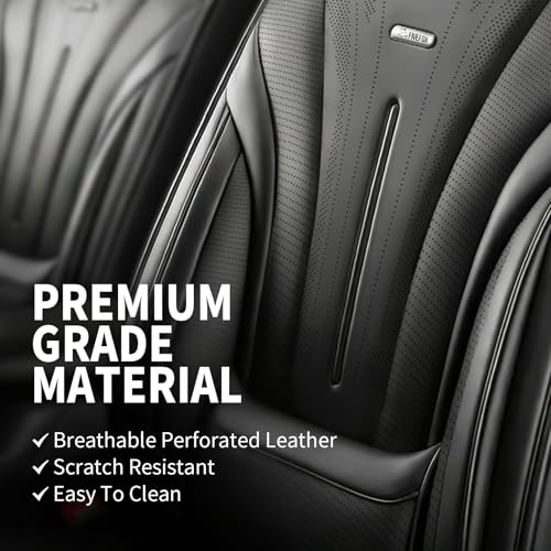 Fit HR-V Car Seat Covers (Full Set) for Select Honda HRV 2016-2026 LX/EX/EXL/Sport, Premium Full Coverage Leather, Airbag Compatible, Breathable Waterproof & All Weather Seat Protector, Black