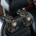 2PCS Car Seat Back Storage Headrest Hooks, Sun and Moon Purse Holder Bags Hanger, PU Leather Double Metal Hook for Backseat Organizer, Women Car Accessories Organization