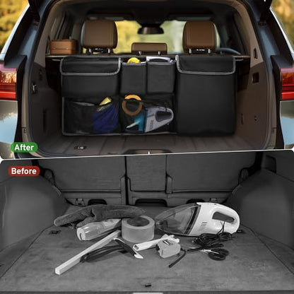 XHRING Car Trunk Organizer Backseat Hanging Storage Bag for Toyota Rav4 4Runner Sienna Highlander Corolla Cross Sequoia Venza Yaris SE XSE LE Hybrid XLE Limited Platinum SUV Accessories 2000-2025 2026