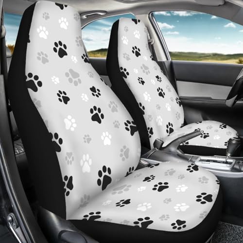 Pehede Car Seat Cover Dog Paw Print Front for Cars, Easy to Install Cover Set, Accessories Auto Trucks Van SUV,2 Packs - color: Multi09