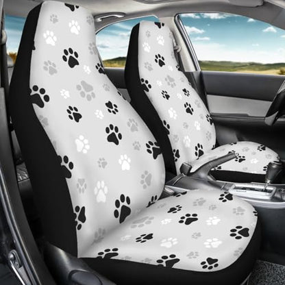 Pehede Car Seat Cover Dog Paw Print Front for Cars, Easy to Install Cover Set, Accessories Auto Trucks Van SUV,2 Packs - color: Multi09
