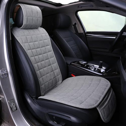 Suninbox Car Seat Covers Front Seat Only,Cloth Car Seat Covers,Linen Car Seat Protector Universal Fits Most Automotive,Vans,SUVs,Trucks Gray - color: A Gray Backrest