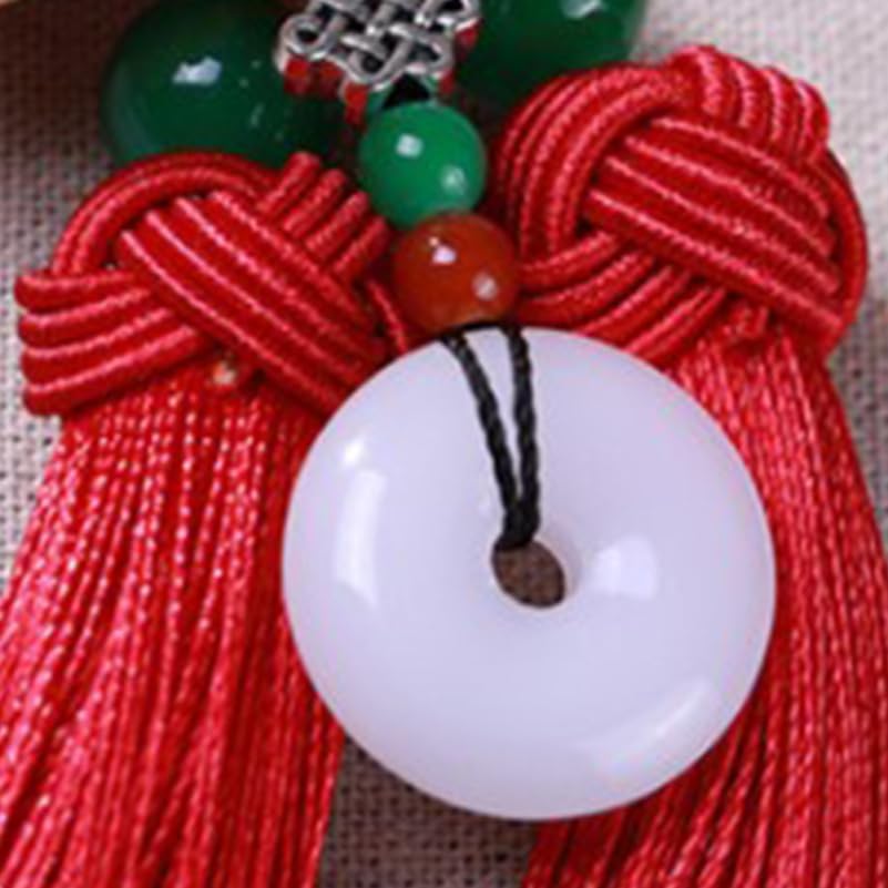 Garneck Car Rear View Mirror Charm Hanging Beads Lotus Pendant Chinese Knot Tassel Car Interior Decoration Home Ornament
