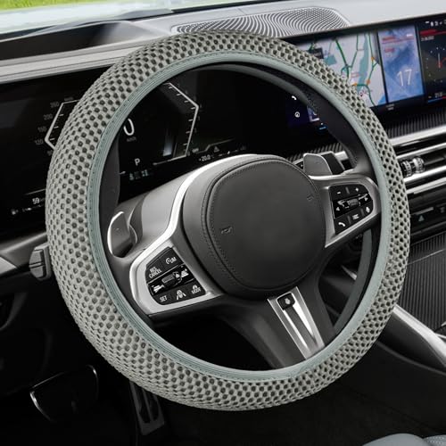 Elastic Stretch Steering Wheel Cover, Steering Wheel Cover, 15" Breathable Auto Steering Wheel Protector, Universal Car Accessories Comfortable Non-Slip Vehicle Steering Wheel Covers for Women Men - color: Gray