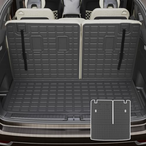 Rongtaod Cargo Mat Compatible with 2023 2024 2025 2026 Honda Pilot Trunk Mat Cargo Liner Trunk Liner TPE All Weather Back Seat Cover Protector Honda Pilot Accessories (Trunk Mat with Backrest Mat) - color: 23-26 Trunk Mat with Backrest Mat