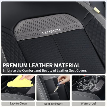 Car Seat Covers Front Set, Black Car Seat Cover, Breathable Premium Leather Seat Covers, Automotive Vehicle Seat Covers for Cars Trucks Vans SUVs Sedans (Grey Black) - color: Gary&Black, size: Frontpair