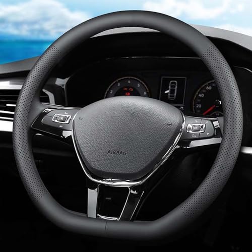 XHRING D-Shaped Car Steering Wheel Cover for Nissan Altima Rogue Sentra Pathfinder Maxima Versa Kicks SR SV Sport Accessories, 2026 Leather Black 14 1/2"-15"