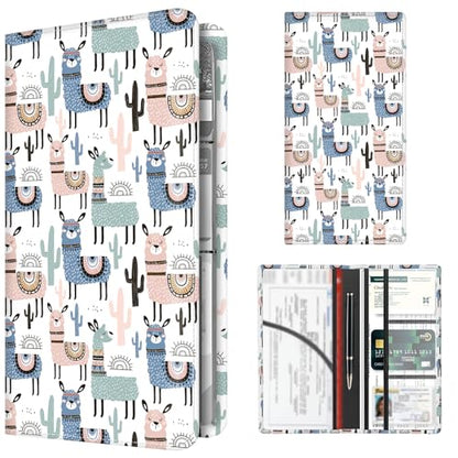 Premium Car Registration and Insurance Card Holder, Cute PU Leather Car Document Holder, Vehicle Glove Box Car Organizer with Magnetic Closure for Driver License, Cards Cute Alpaca