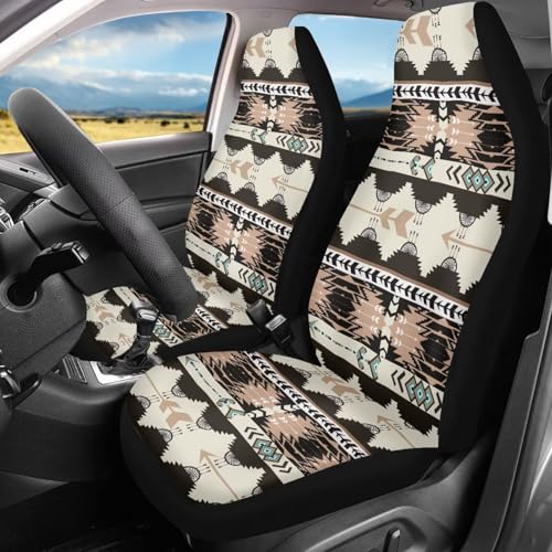 Howilath Aztec African Tribal Car Seat Cover Set of 2 Universal Fit Elastic Front Seat Cover Split Auto Accessories Fit Most Vehicle Easy to Install - color: Aztec African Tribal