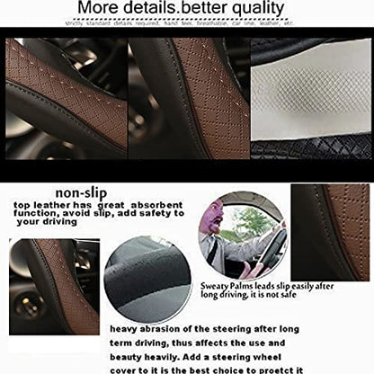 Gomass Car Steering Wheel Cover, Anti-Slip, Safety, Soft, Breathable, Heavy Duty, Thick, Full Surround, Sports Style (Black Brown) - color: Black And Brown