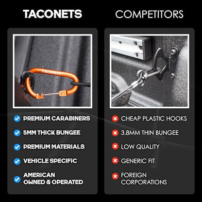 TacoNets Envelope Cargo Net for Ford Maverick - Fits 2022-Current - Upgraded 5mm Bungee - Integrated Storage Bag - Heavy Duty Carabiners - Designed in USA - style: Ford Maverick 2022+