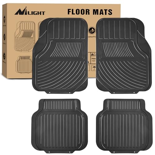 Nilight Rubber Floor Mats for Cars Trucks SUVs, Universal Trim to fit for Most Vehicles, All Weather Protection Heavy Duty Floor Liners, Pack of 4 - color: Rubber Floor Mat