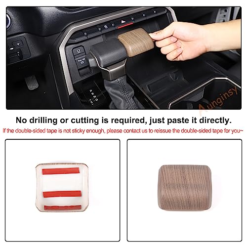 Aunginsy Car Gear Shifter Hand Brake Cover Trim Compatible with Toyota Tundra 2022+, Sequoia 2023+ & Tacoma 2024+, ABS Automatic Center Console Gear Shift Head Knob Scratch Protector Cover Accessories - color: Pear Wood Grain Pattern(A)