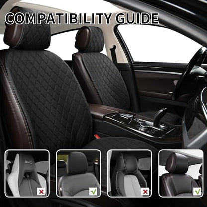 ENOGE Linen Car Seat Cover, Front Car Seat Covers, Driver Seat Protector with Soft & Breathable Cloth Fabric for All Seasons Universal Fits Most Automotive, Van, SUV, Truck (Black, 1 Front) - color: Linen-Black-3