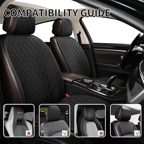 ENOGE Linen Car Seat Covers Front Seat Covers Breathable Cloth Fabric Car Seat Protector Universal Fit Most Automotive, Van, SUV, Trucks (Black, 2 Front) - color: Linen-Black-2