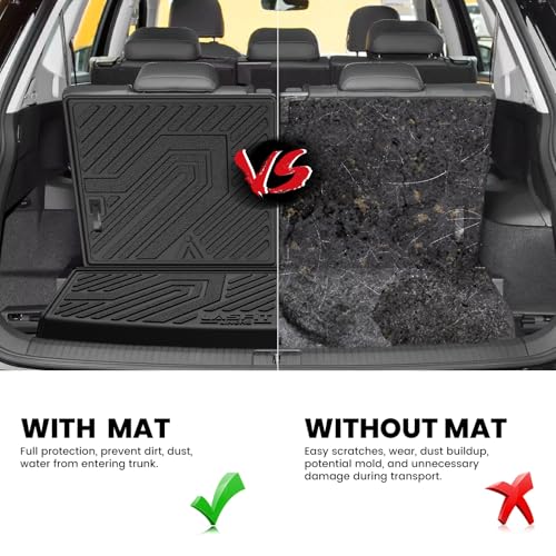 LASFIT Cargo Mat & Seatback Mat for Volkswagen Tiguan 2018-2024(Fit 7 Seats), Custom Fit All-Weather TPE Rubber Backrest & Trunk Mats for VW Tiguan Accessories, Waterproof, Easy to Clean, Black - size: 2)2018-2024|For VW Tiguan|Backrest & Cargo