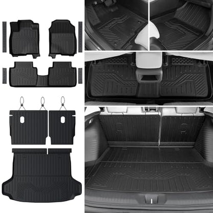 Floor Mats Set for 2023-2025 2026 Honda HR-V, All Weather TPE Backrest Mat Trunk Mat Cargo Liner Door Sill Guards Accessories for HRV (Floor Mats Set)
