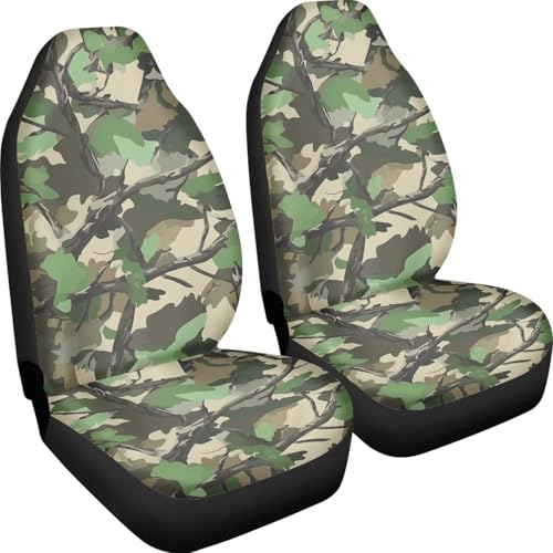 Camo Hunting Car Accessories for Men 2 Piece Car Seat Covers Front Seats Only Bucket Seat Covers Universal Fit Truck SUV Van Interior Decor - color: Camo Hunting