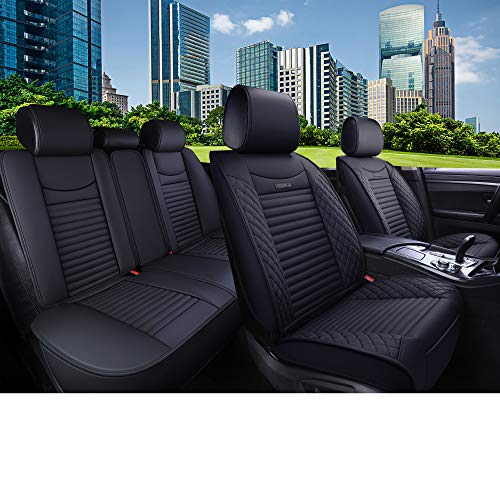 Aierxuan Back Rear Seat Covers Universal for Toyota Honda Kia Ford Mazda Jeep Lexus Waterproof Leather Compatible with Split Bench 60/40 (Rear Seat/Black) - color: Rear Seat/Black