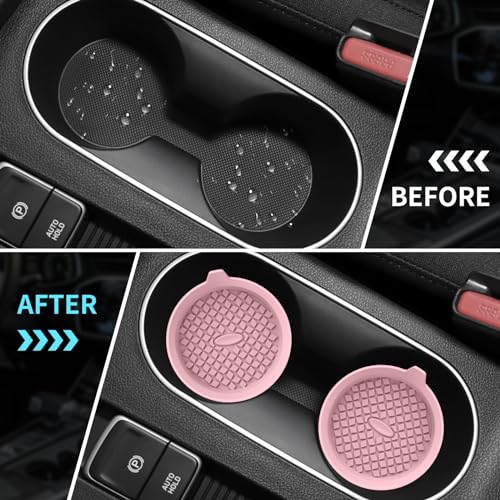ME.FAN Car Cup Holder Coasters [4 Pack] Silicone Cups Mats, Automotive Universal Non-Slip Recessed Interior Accessories Dusty Rose - color: 4 Pack-dusty Rose