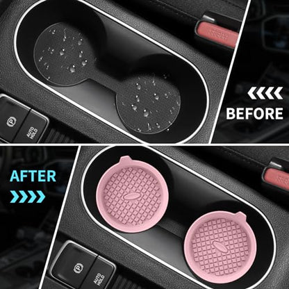 ME.FAN Car Cup Holder Coasters [4 Pack] Silicone Cups Mats, Automotive Universal Non-Slip Recessed Interior Accessories Dusty Rose - color: 4 Pack-dusty Rose
