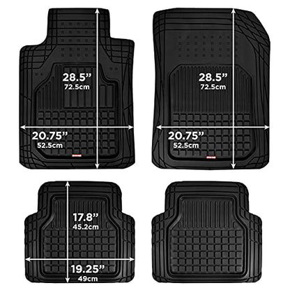 BDK 4-Piece FlexGrid Rubber Floor Mats for Cars Trucks SUVs Vans, Trim-to-Fit Heavy Duty Weatherproof Waterproof Square Grid Deep Dish Ridges Protection Front Rear