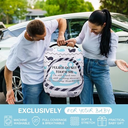 Metplus Car Seat Cover Baby, No Touch Sign Carseat Canopy, Nursing Breastfeeding Covers, Stretchy Universal Fit, Multi-Use for Stroller/Shopping Cart/High Chair, Gender Neutral Shower Gift - color: Whale
