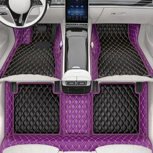 All-Weather car Floor mats, Anti-Slip Leather Floor mats Set, Suitable for 99% of Vehicle Models, Providing Comprehensive Protection for the car Carpet of Your Beloved car. (Purple-) - color: Purple-
