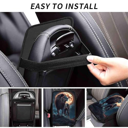 Universal Car Center Console Cushion Pad, Leo Moon Soft Waterproof Car Center Console Cover Auto Armrest Seat Box Cover Protector for Most Vehicle SUV Truck Car - color: Leo Moon