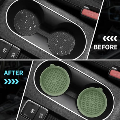 ME.FAN Car Cup Holder Coasters [4 Pack] Silicone Cups Mats, Automotive Universal Non-Slip Recessed Interior Accessories Olive Green - color: 4pack-olive Green