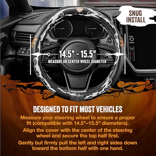 Naruto Shippuden Car Steering Wheel Cover, 15 Inch Anime Steering Wheel Cover, Cushioned Soft Comfortable Cover Anime Car Accessories for Men Women, Kirigakure - color: Naruto Kirigakure