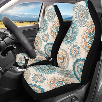 INSTANTARTS Boho Mandala Front Car Seat Covers Breathable Automotive Vehicle Seat Cover Auto Interior Accessories Fit for Most Cars SUV - color: Boho Mandala