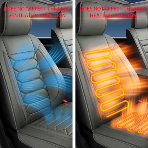Fit Caliber Car Seat Covers (Only Front 2 Seats) Compatible with Dodge Caliber 2008 2009 2010 2011-Full Coverage Breathable Leather, Airbag Compatible, Waterproof & All-Weather, Grey - color: Front Pair F1 grey, size: Dodge-Caliber-2008-2011