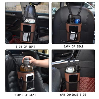 Large Car Cup Holder Expander, Fits Large 24/36/40/46oz Water Bottles, Big Drinks Holder Bag- Universal Auto Vehicle for Cars, SUV & Truck RV's Golf-carts (Black) - color: Black