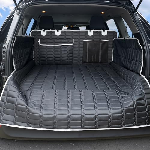 SUV Cargo Liner for Dogs, Waterproof Dog Trunk Cover with Bumper Flap Protector, Pet Cargo Mat for SUVs Sedans Vans, Non-Slip Scratchproof Dog Seat Cover, Large Size Universal Fit - color: Gray