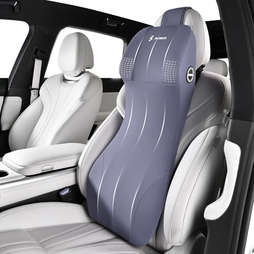 Integrated Car Seat Lumbar Support Pillow & Car Neck Pillow Memory Foam Back Cushion for Driving Car Seat Back Support Pillow for Car Seats Driver Back Neck Sciatica Pain Relief Cushion, Blue - color: Blue, size: 2-in-1 Lumbar&headrest Pillow