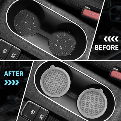 ME.FAN Car Cup Holder Coasters [4 Pack] Silicone Cups Mats, Automotive Universal Non-Slip Recessed Interior Accessories Light Grey - color: 4 Pack-light Grey