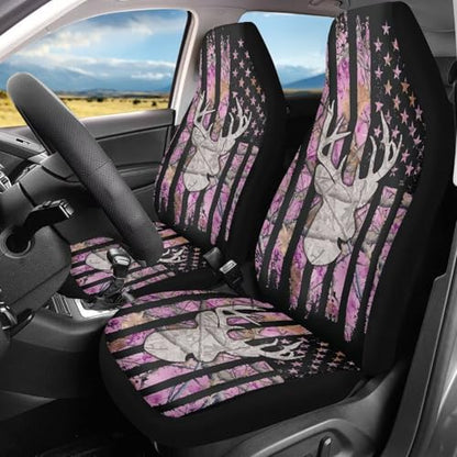 American Flag Deer Car Seat Covers Universal Front Car Seats Breathable Anti-Slip Back Fabric Removable Automotive Accessories Suitable for Cars SUV - color: American Flag Deer