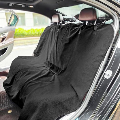 Back Seat Cover Waterpoof Rear Bench Towel Seat Cover for Gym Swimming Surfing Running, Non-Slip Rear Seat Protector Universal Fits Most Auto Truck Van and SUV (Bench Black)