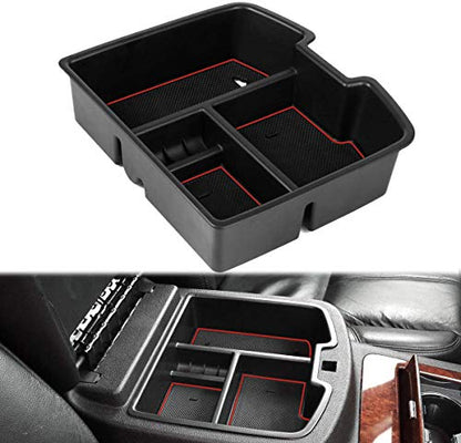 Center Console Organizer Tray Compatible with GMC Sierra 1500 Chevy Silverado Suburban 2500 Avalanche 07-13 Accessory 07-14 Sierra 2500 3500 Yukon Silverado 2500 3500 Suburban 1500 Tahoe, Red - color: Red
