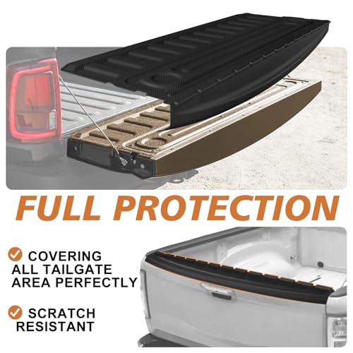 Truck Mat Compatible with 2009-2018 Ram 1500&2500/3500HD 2009-2026&Classic 19-24 Standard Tailgate Accessories, Tailgate Mat Custom Fit All Weather Pickup Liner, w/Tailgate Cap Protector - size: 3) Ram 2500|09-18&19-24|Tailgate Mat w/ Cap Cover