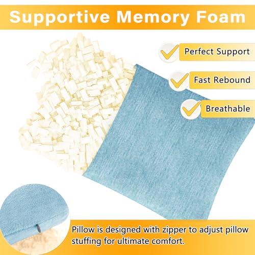 1 MIDDLE ONE 2 Pack Small Pillow, Cooling Memory Foam Mini Pillow 11 X 7 Inches for Sleeping, Travel, Nap and Neck, Knee, Lumbar Support, Tiny Cushion for Pet, Dogs (Blue) - color: Cooling Blue, size: 11x7 inch