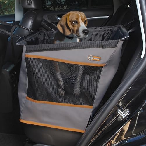 K&H Pet Products Buckle N Go Dog Car Seat for Medium Dogs, Waterproof Fabric, Breathable Mesh Sides, Adjustable Seat Belt Leash, Carseat for Small to Medium Pets, Car Seat Cover - 21 X 13 X 19in - color: Gray, size: Small 21 X 13 X 19 Inches